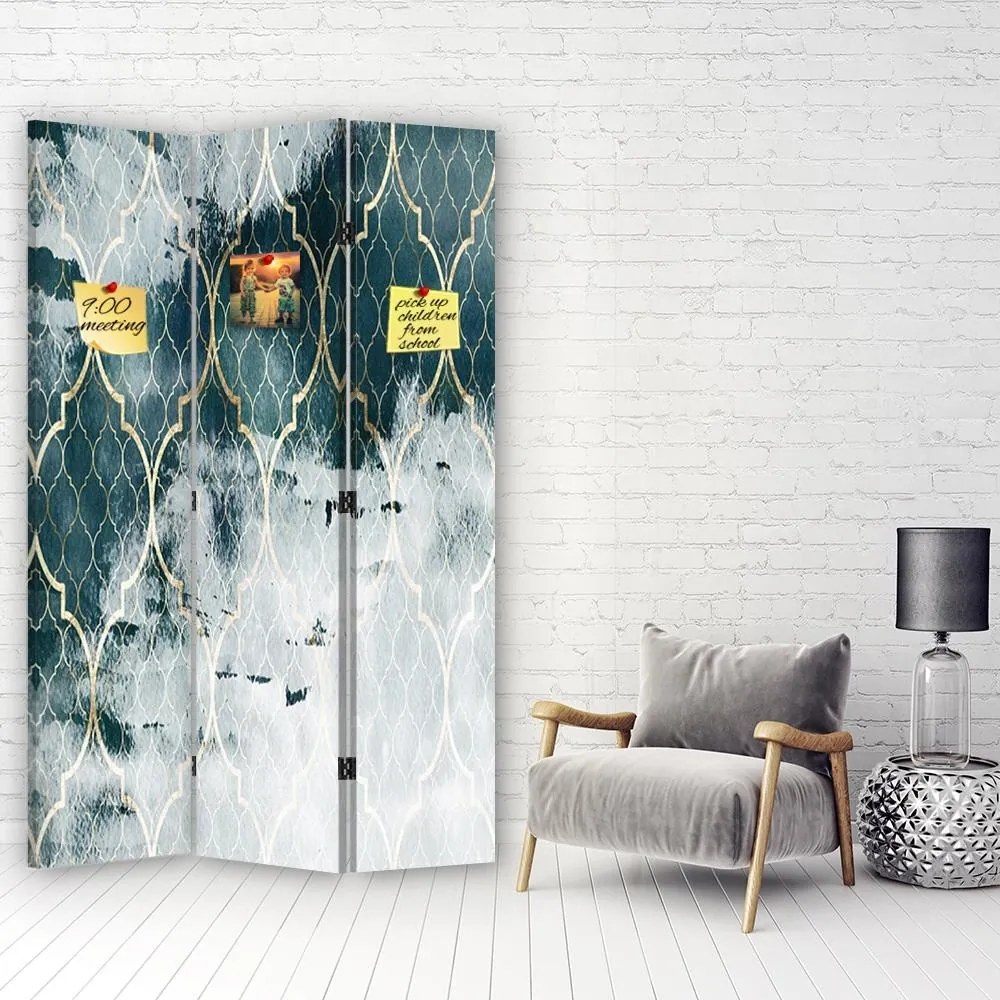 Gario Paraván Marokkói lóhere türkizkék színben Méret: 145 x 170 cm, Kivitelezés: Parafa paraván