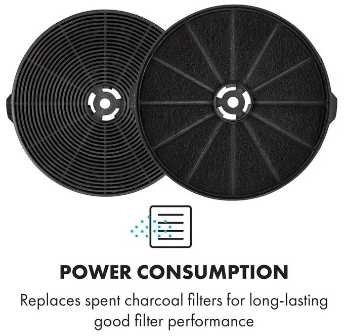Klarstein Aktívszenes szűrők páraelszívókhoz 2 szűrő keringtető üzemmódhoz Ø18,5 cm