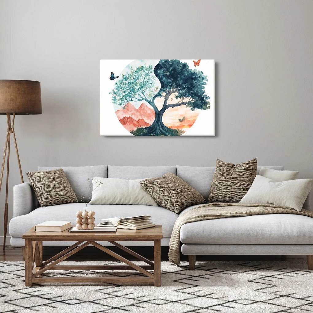 Kép – Akvarellfa tele élettel (90x60 cm)