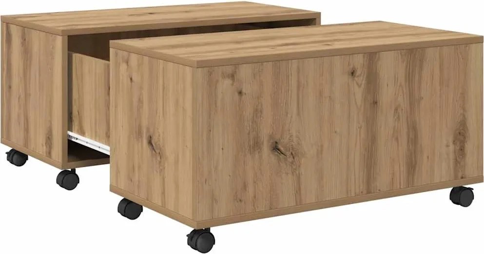 vidaXL Dohányzóasztal fiókkal Artisan tölgy 75 x 75 x 38 cm Faanyag