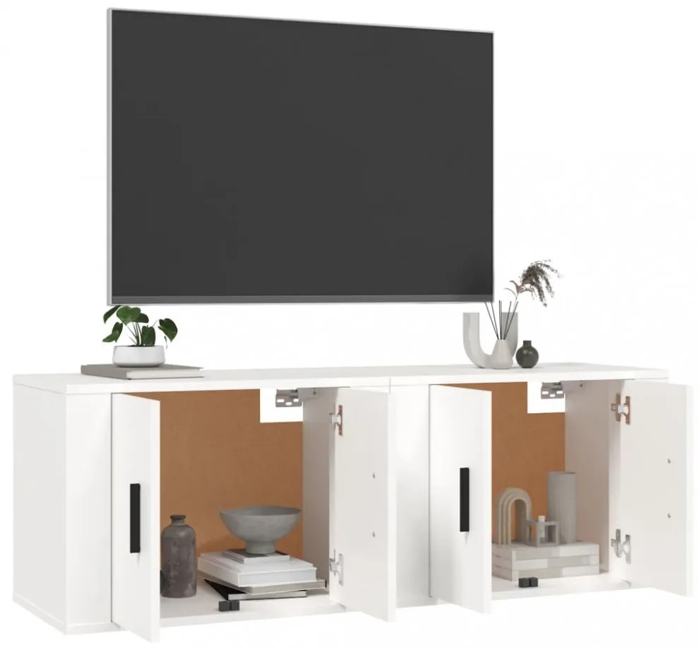 2 db fehér falra szerelhető TV-szekrény 57 x 34,5 x 40 cm