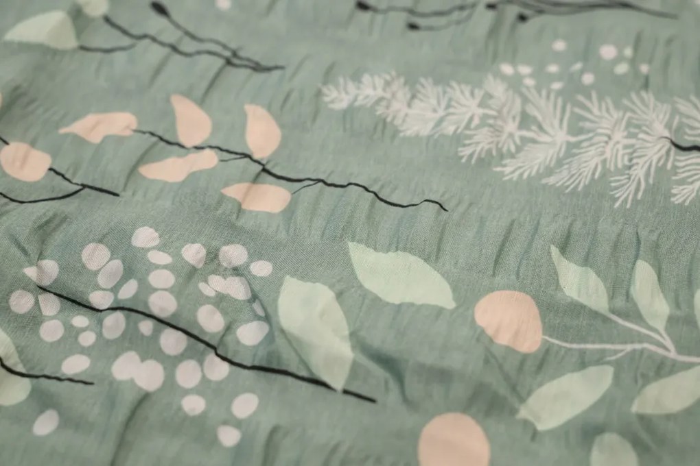 Krepp ágynemű WILD FLOWERS mentás Ágyneműhuzat mérete: 70 x 90 cm | 140 x 200 cm