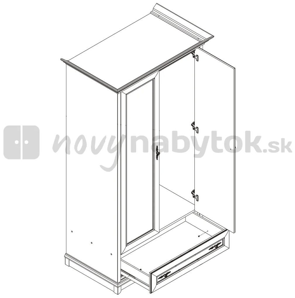 Ruhásszekrény Kendal ESZF 2D1S (Gesztenye). 880807