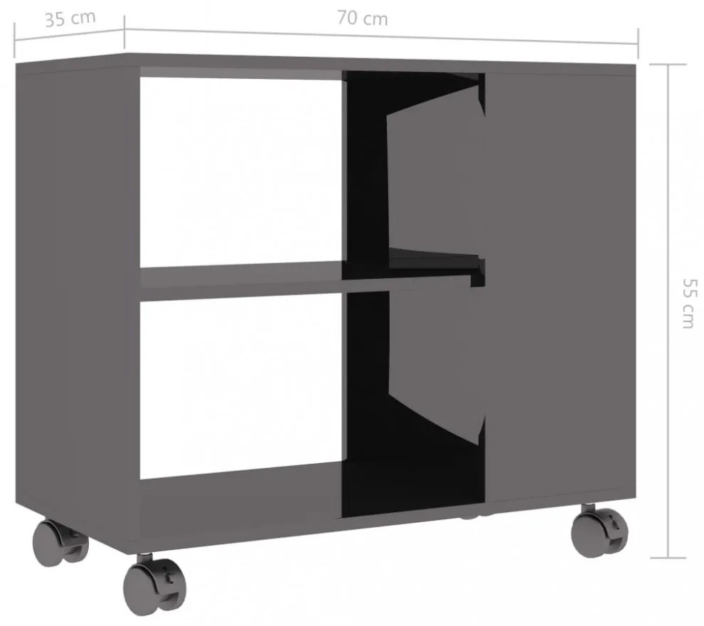 magasfényű szürke szerelt fa kisasztal 70 x 35 x 55 cm