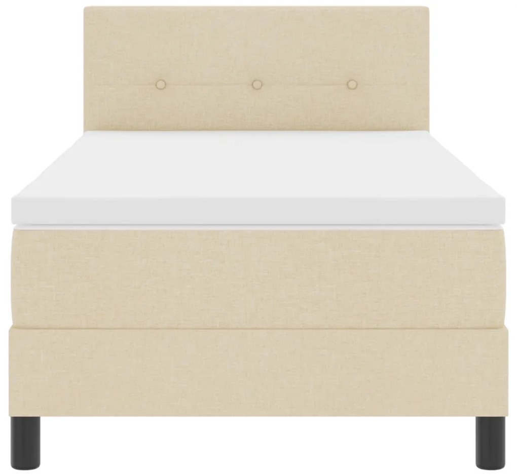 Box Spring Ágy Mattal Krém 90x200 cm Szövet