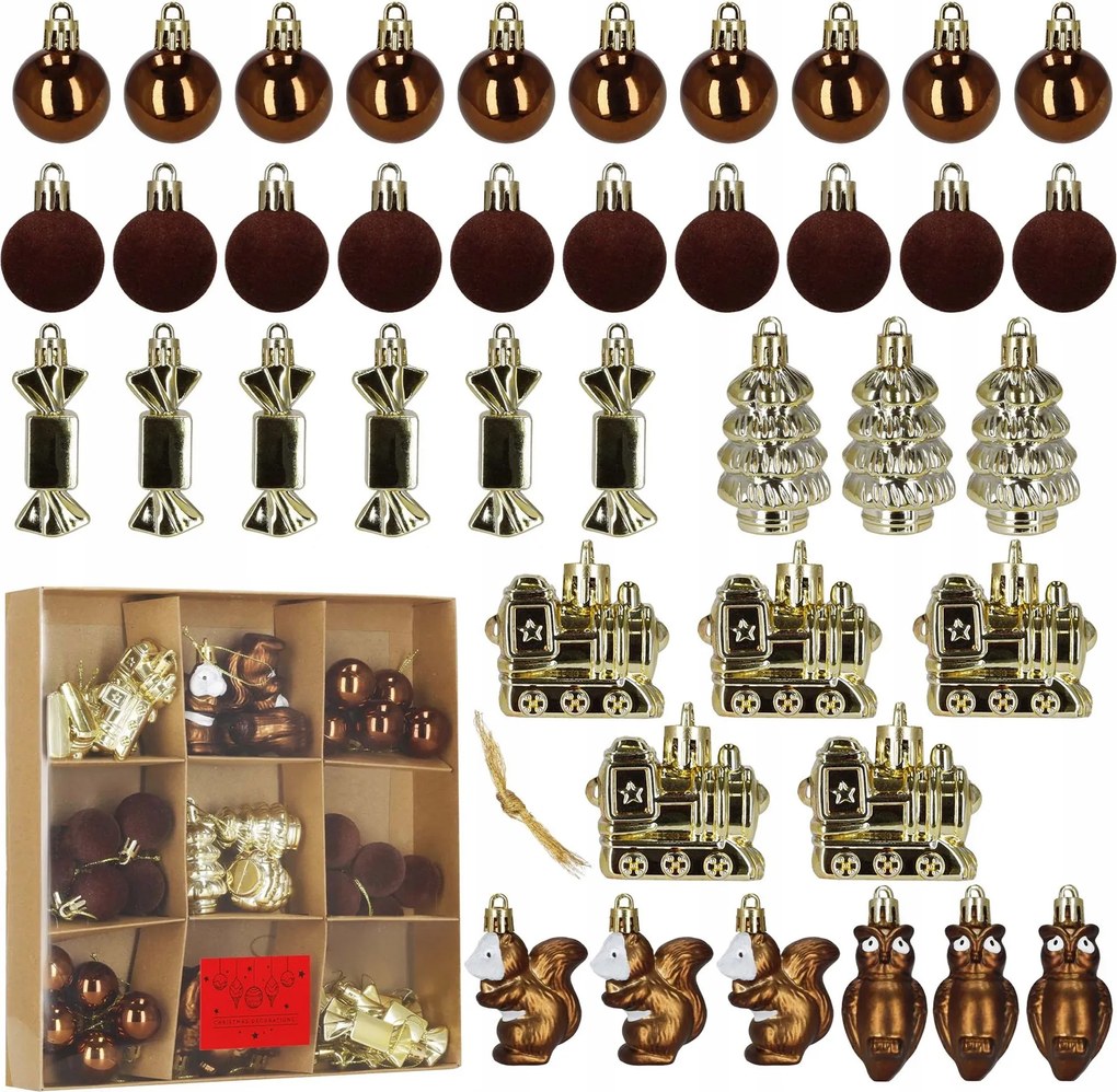 Karácsonyfadísz 40 db-os Karácsonyfa 7 cm Törhetetlen Medál Szett