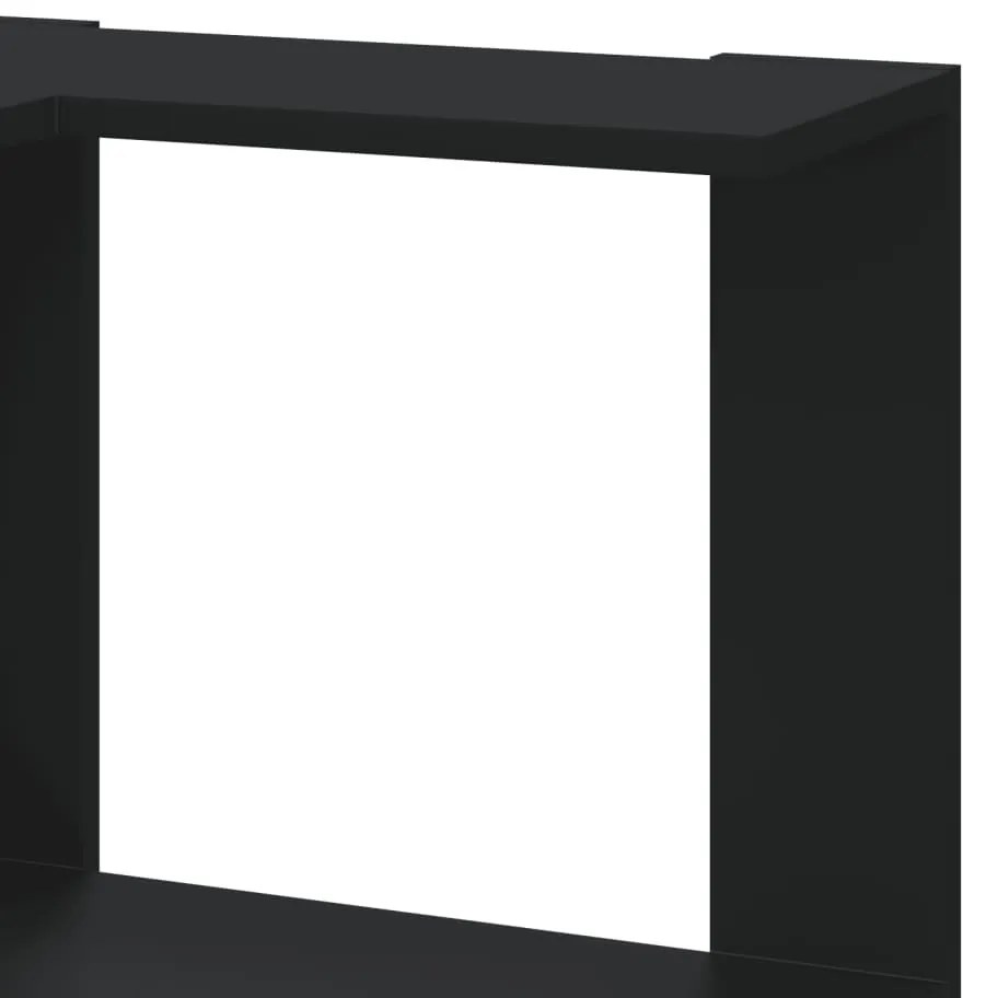 5 szintes fekete szerelt fa sarok könyvespolc 50 x 50 x 179 cm