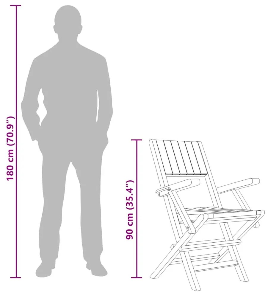 6 db összecsukható tömör tíkfa kerti szék 55 x 61 x 90 cm