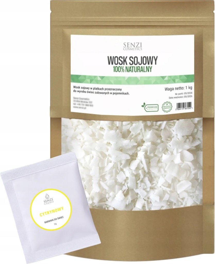 Szójaviasz Gyertyaöntethez Pehely 1kg Citromfesték 1g Ajándék