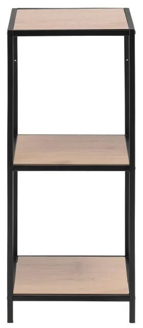 Fekete-natúr színű könyvespolc tölgyfa dekorral 37x83 cm Seaford – Actona