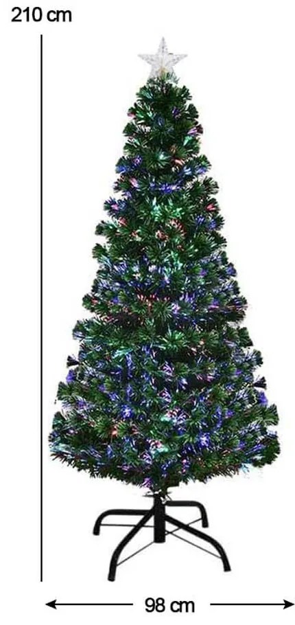 Műfenyő száloptikával színes LED-del több típusban-210 cm-es