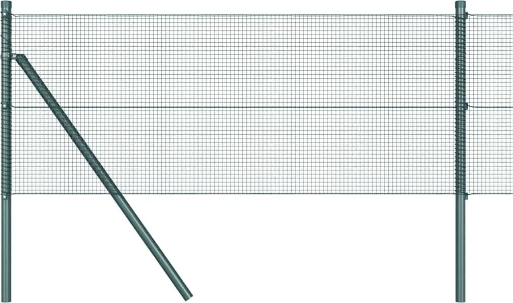 vidaXL Kerítésoszlop Zöld 10 x 0,4 m (12 x 12 mm háló) Acél és PVC