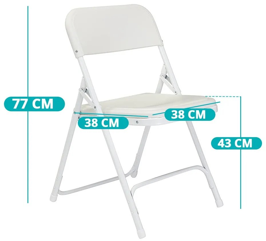 Párnázott, összecsukható szék 4 db-os, fehér színben