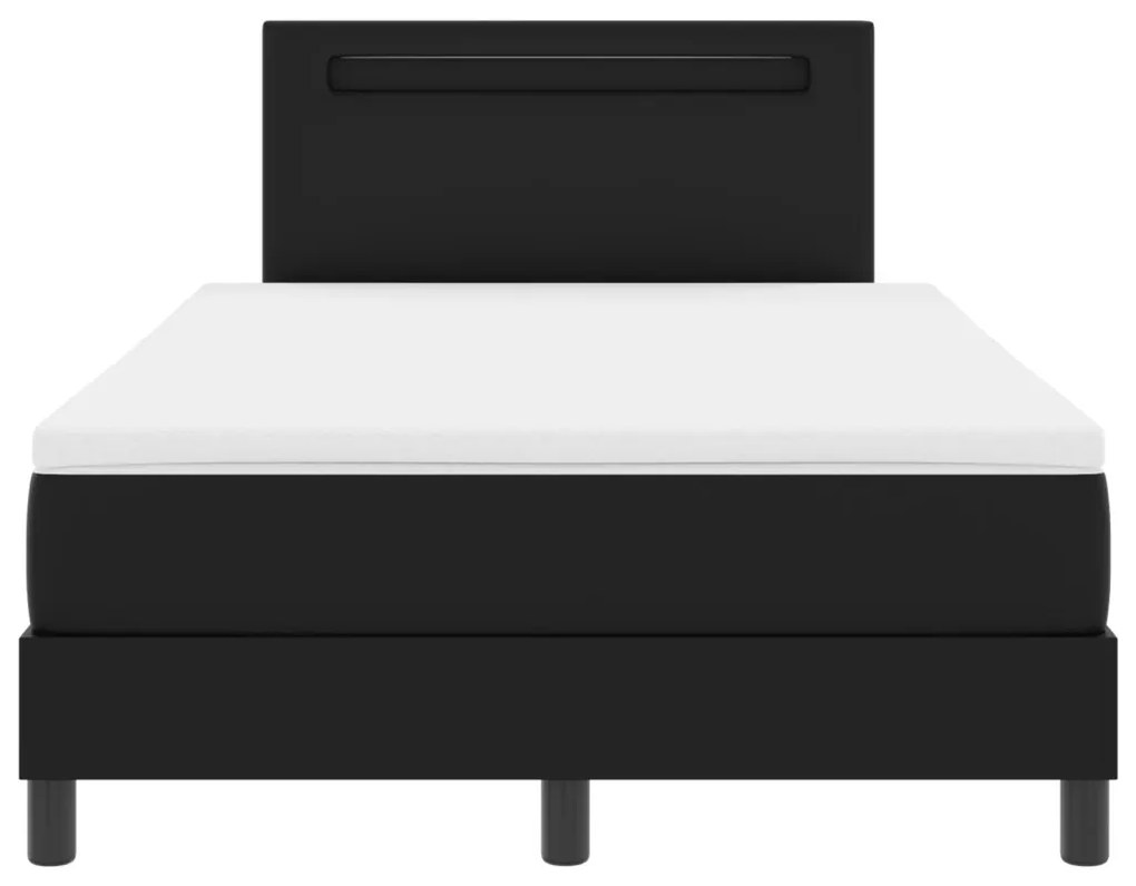 Boxspring Ágy Matrac Készlettel - Fekete, Kis Dupla, Műbőr