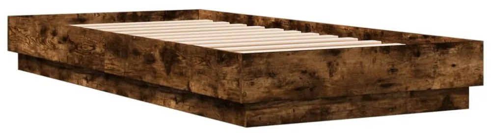 füstös tölgy színű ágykeret LED-világítással 100x200 cm