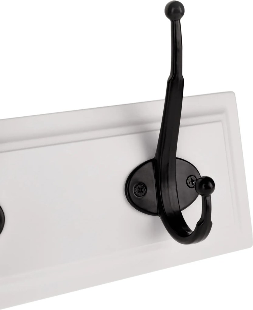 Fali akasztó, fehér/fekete, MDF/fém, RAMAN