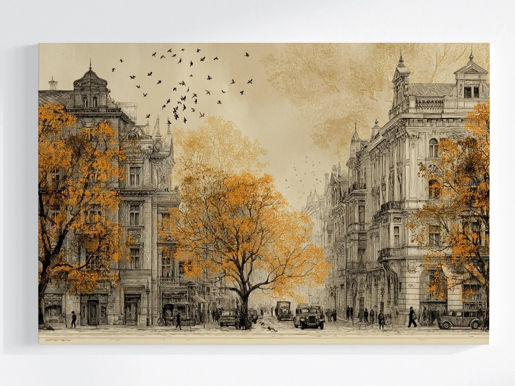 Vászonkép Canvas Vintage Óváros Ősz Retro Szépia 60x40