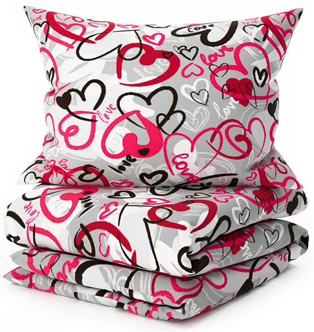 Mikroszálas ágyneműhuzat STREET LOVE szürke Ágyneműhuzat mérete: 2 db 70 x 90 cm | 200 x 220 cm