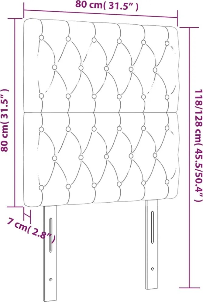 sötétszürke bársony fejtámla 80x7x118/128 cm