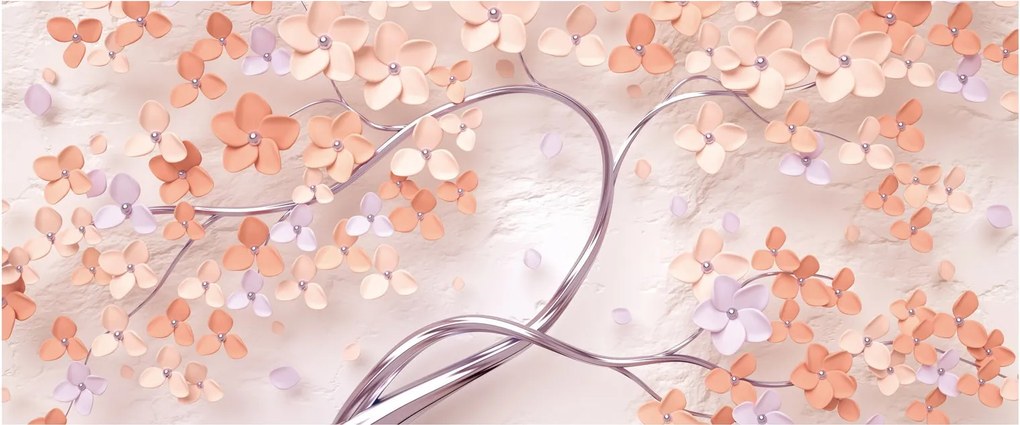 Koral virágok fája - absztrakt (120x50 cm)