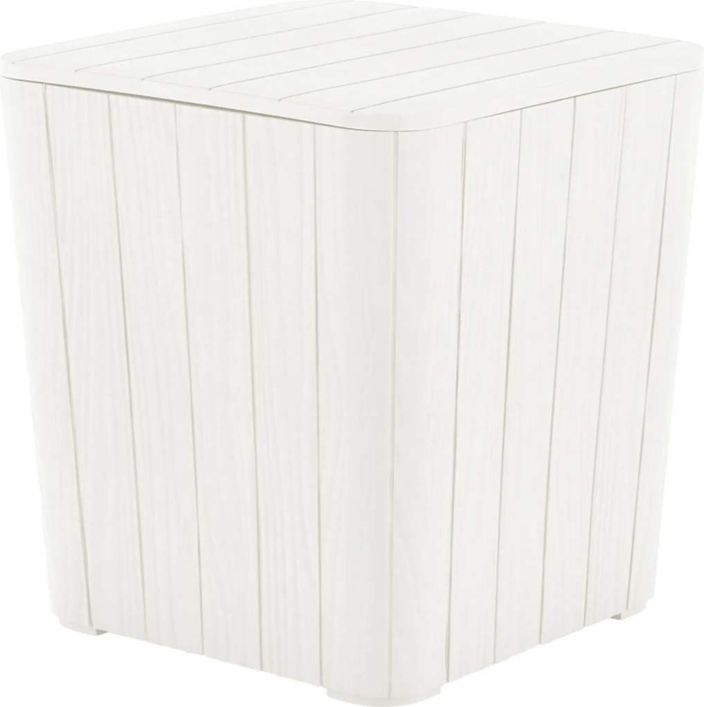Kerti tároló doboz/kisasztal, fehér, IBLIS