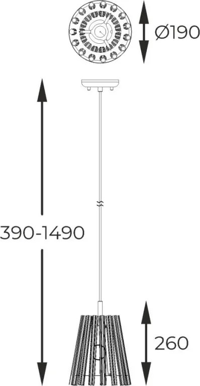 ZUMA LINE P0547-01H-F9AC BACH Egyágú Függesztett Lámpa Fém E14 IP20