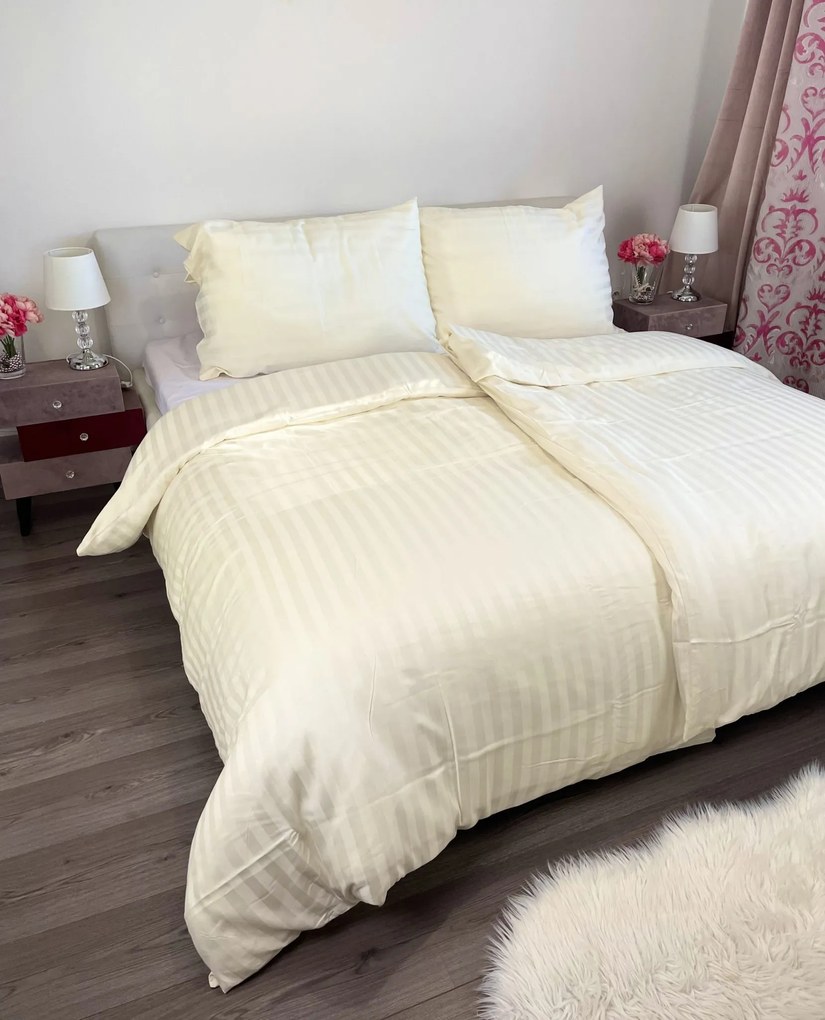 Damaszt krém ágyneműhuzat TiaHome - 1x Párna 90x70cm, 1x Paplan 140x220cm