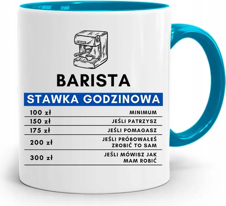 Barista Kávézó Bögre Kék nyomott mintával
