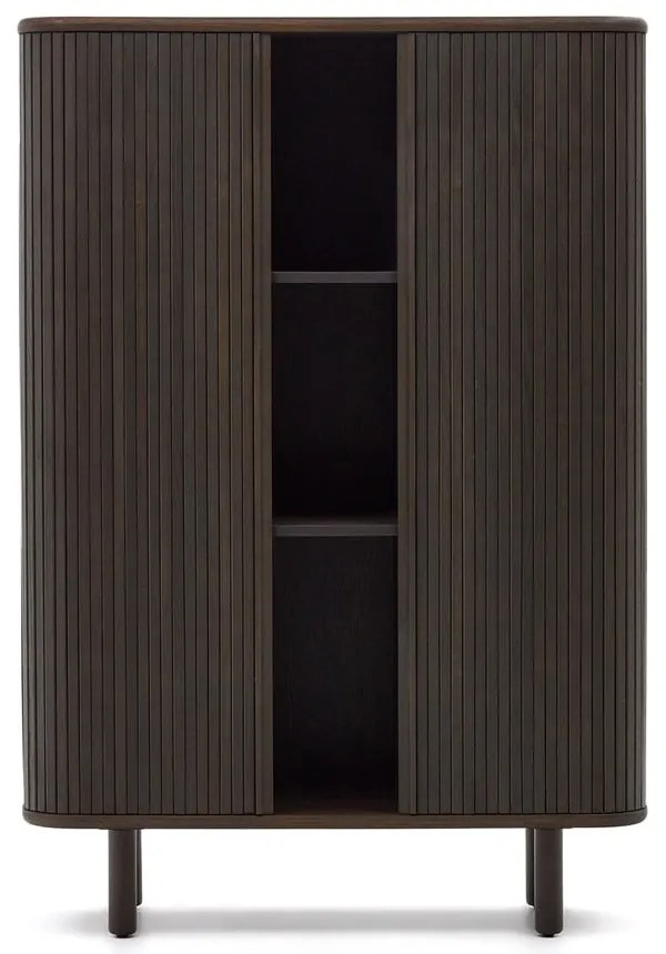 Sötétbarna szekrény tolóajtóval kőrisfa dekorral 110x140 cm Mailen – Kave Home