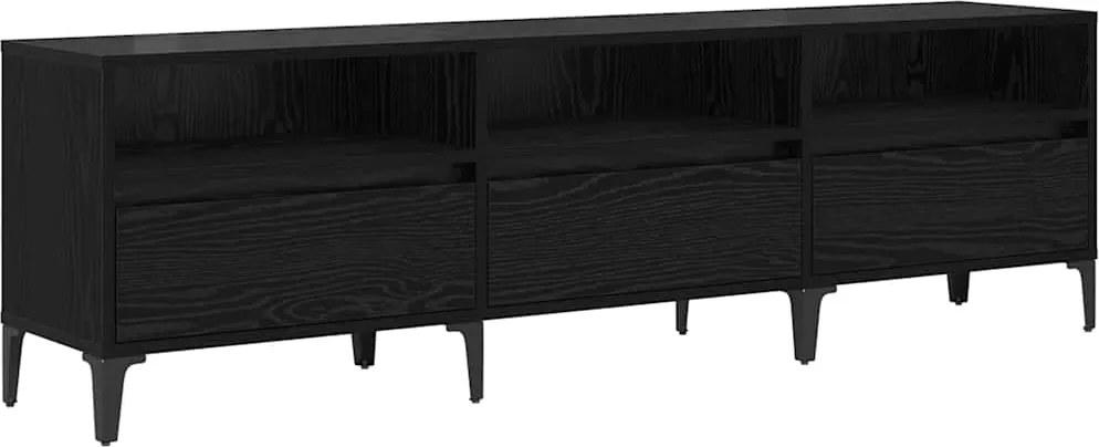 vidaXL TV szekrény Fekete tölgy 150 x 30 x 45 cm Műszaki fa és vas