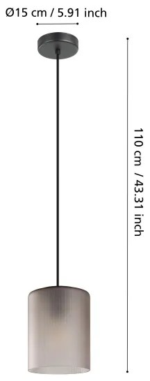 Eglo 901162 - Csillár zsinóron COLOMERA 1xE27/40W/230V szürke