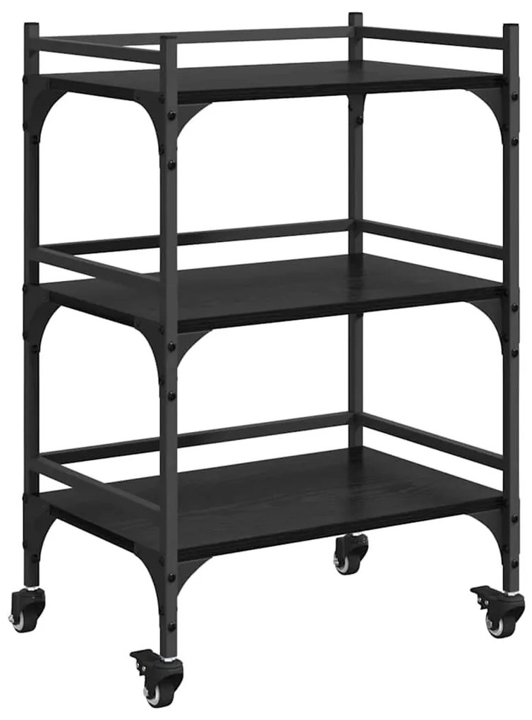 vidaXL Konyhai kocsi Fekete tölgy 50 x 35 x 75.5 cm Faanyag