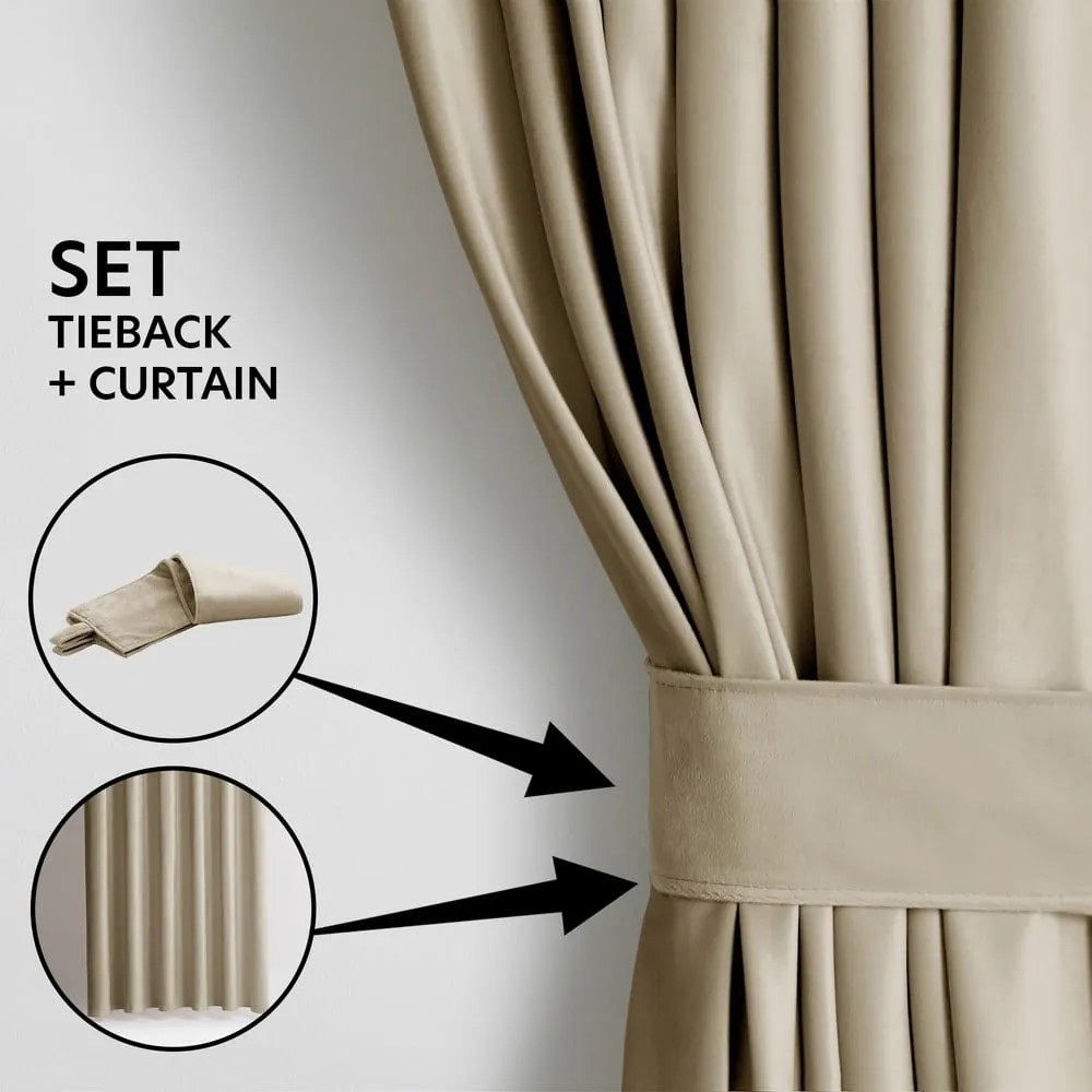 Barna-bézs bársony dimout (részleges sötétítő) függöny 140x270 cm Pleat – Restilo
