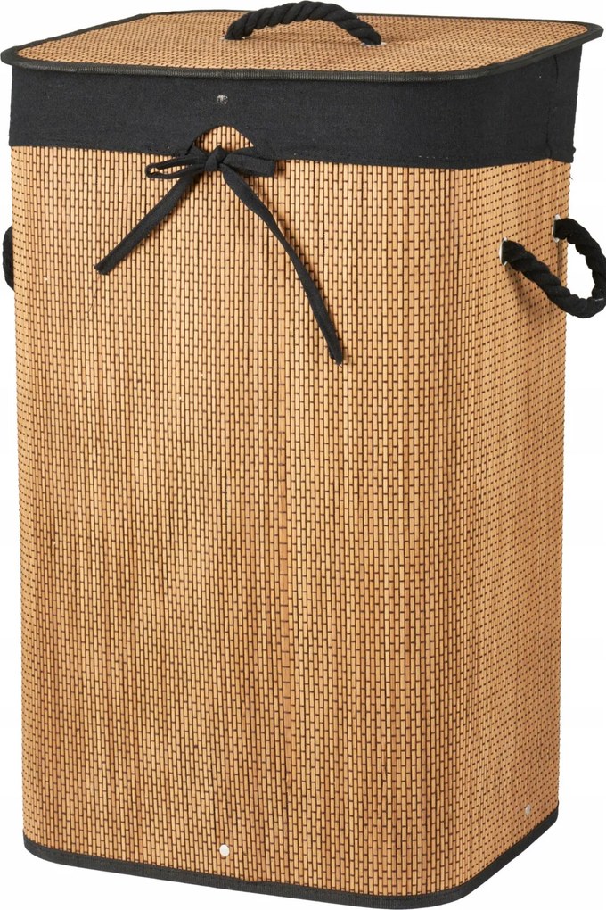 Bambusz Összecsukható Szennyestartó Kosár Fogantyúkkal 72 L Barna