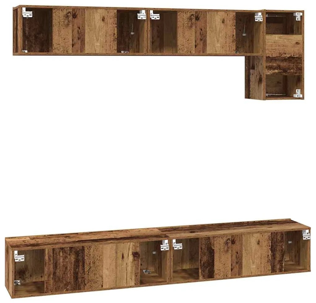 TV szekrény garnitúra 5 pcs Régi fa 100 x 30 x 30 cm Faanyag