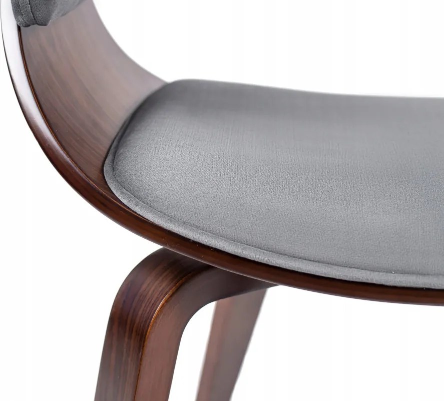 Szék szürke/dió színben, bársony kárpittal. GARY