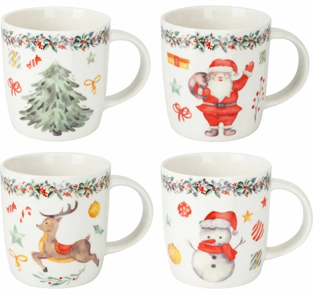 4 darabos porcelán bögrés készlet North Pole 370 ml