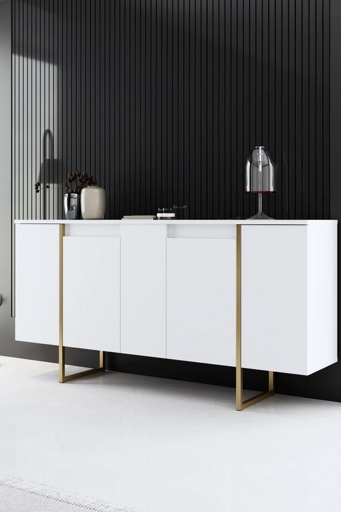 Konzolasztal Luxe - White, Gold