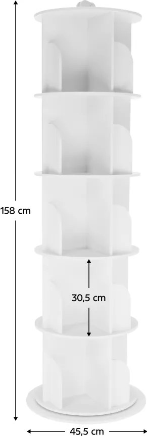 Forgó polcállvány, 5 polc, fehér, ERION TYP 2 + ajándék