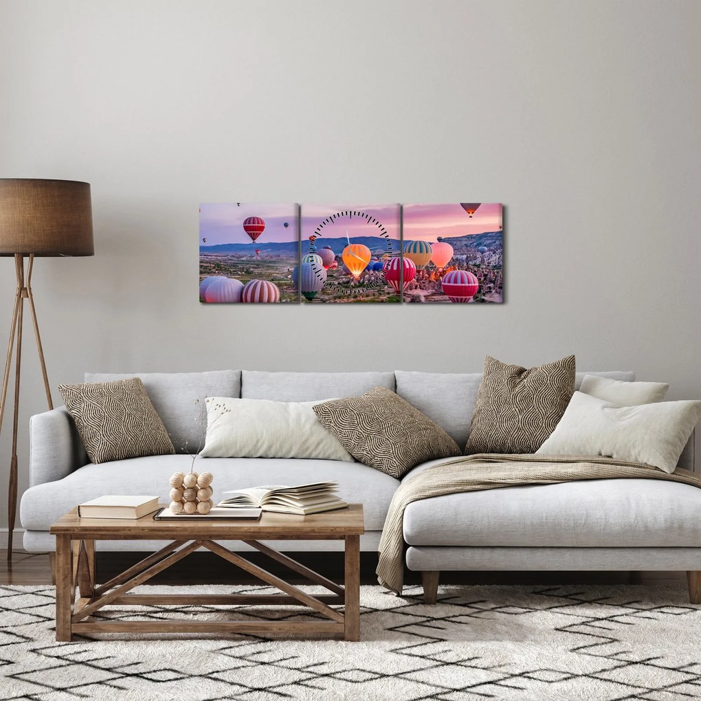 Kép - Hőlégballonok (órával) (90x30 cm)