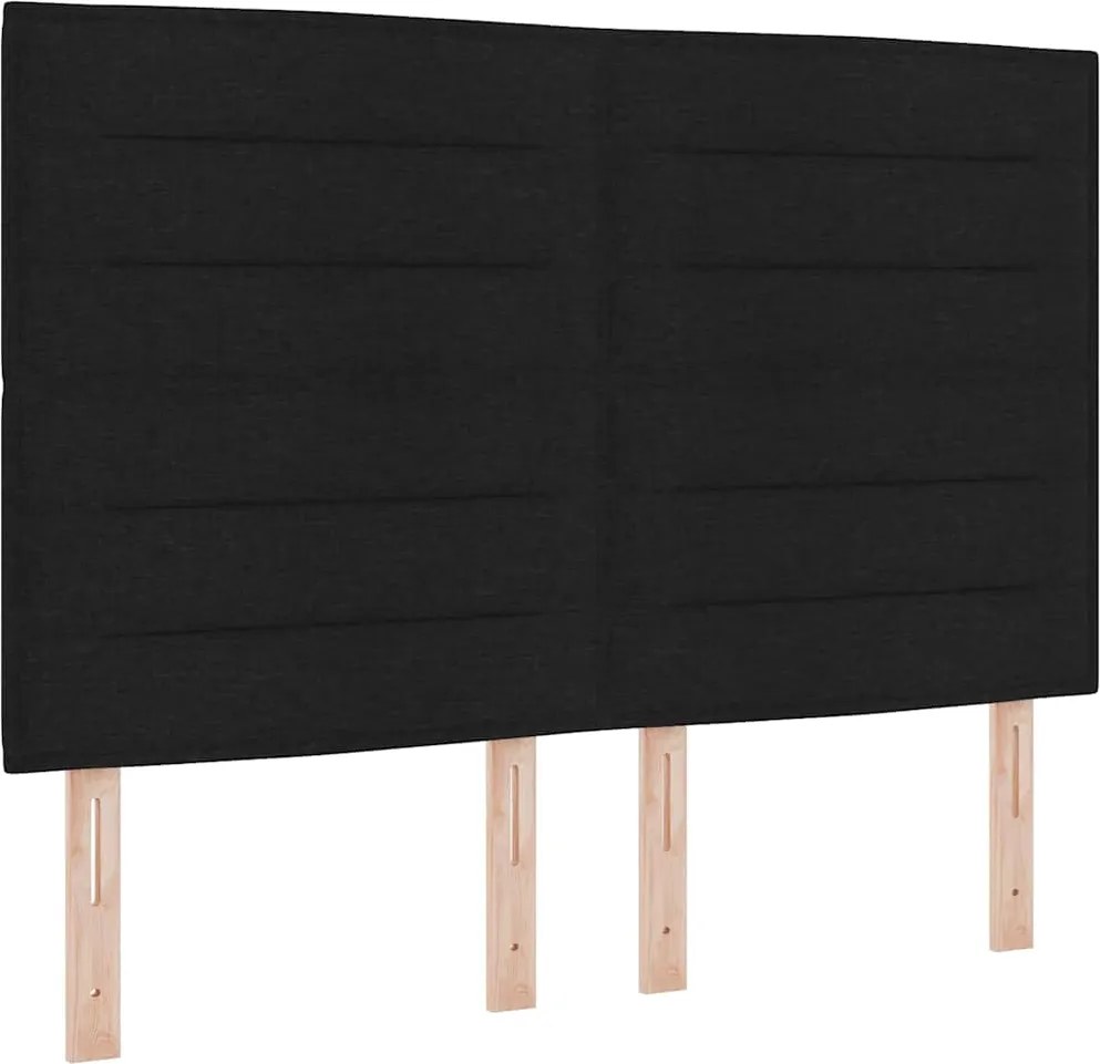 vidaXL Boxrugós ágy matracmal leddel Fekete 140 x 190 cm szövet