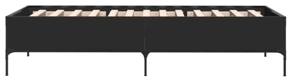 fekete szerelt fa és fém ágykeret 100 x 200 cm