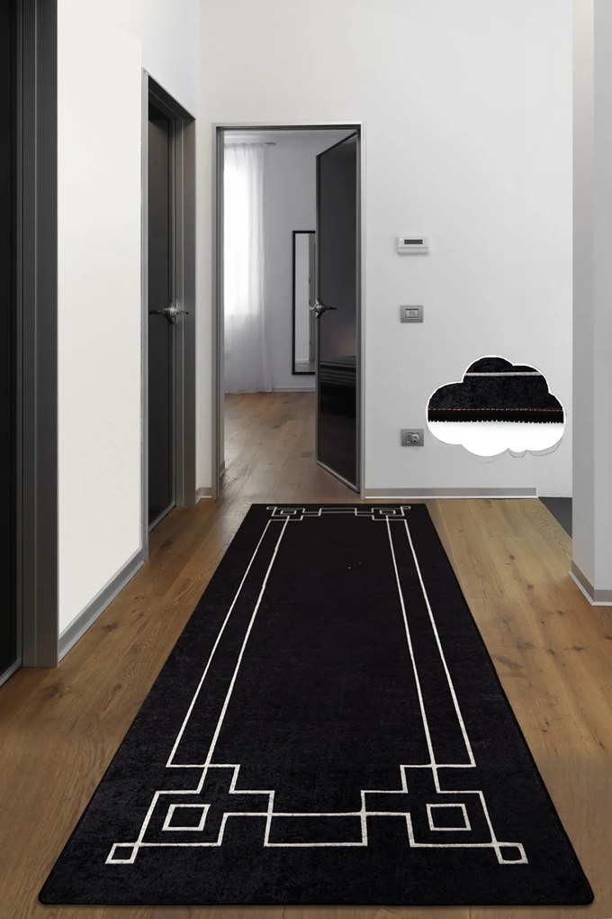 Előszobaszőnyeg, fekete, 80×200 cm – TR286CHL6685