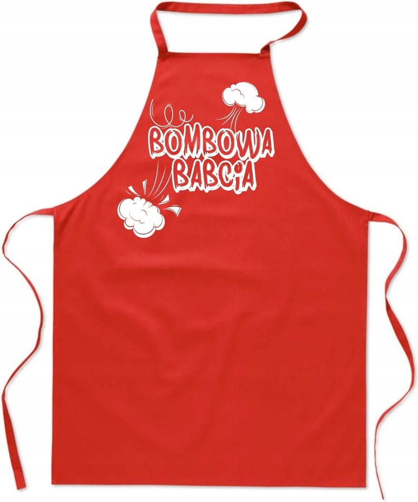 Konyhai Kötény piros Bom Nagymama Ajándék FA_432_cw