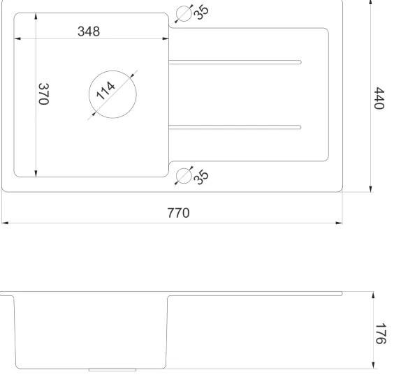 Sapho - Konyhai mosogató 77x44 cm gránit/bézs