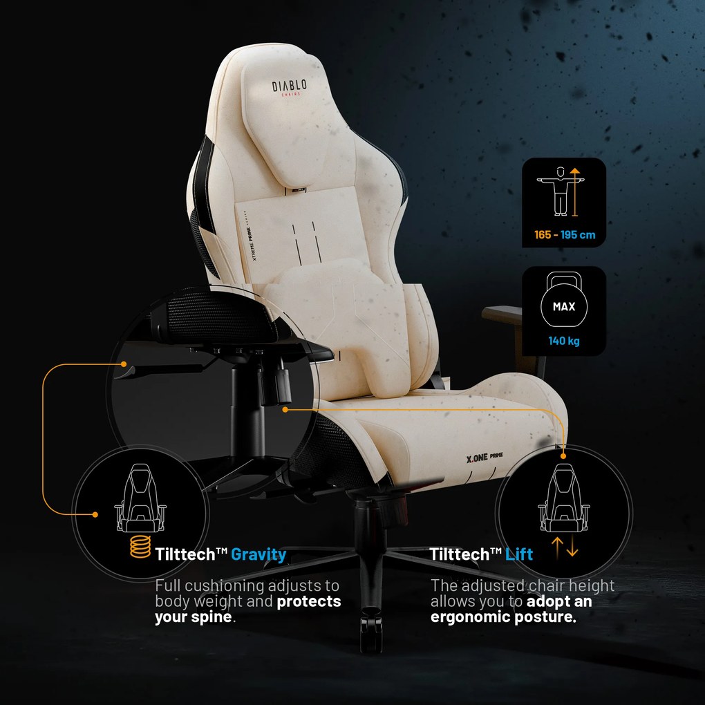 Gamer szék Normal Size, bézs-fekete: Diablo X-One Prime Desert Storm