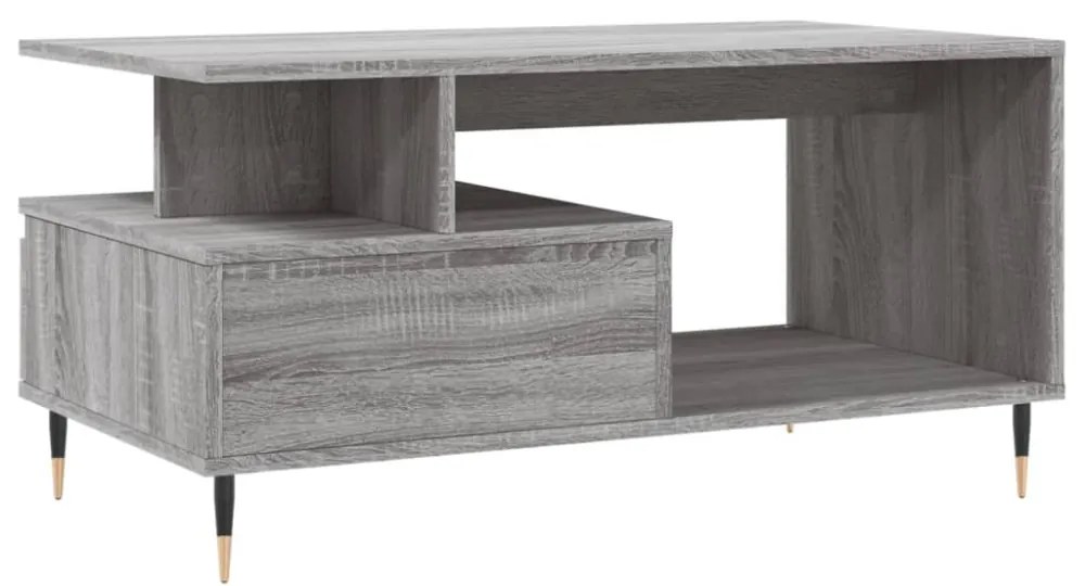 szürke sonoma szerelt fa dohányzóasztal 90x49x45 cm