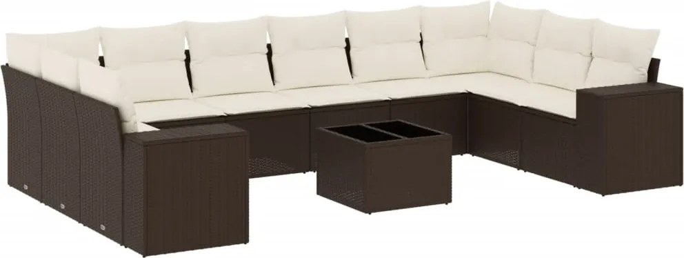vidaXL 11 részes barna polyrattan kerti ülőgarnitúra párnákkal