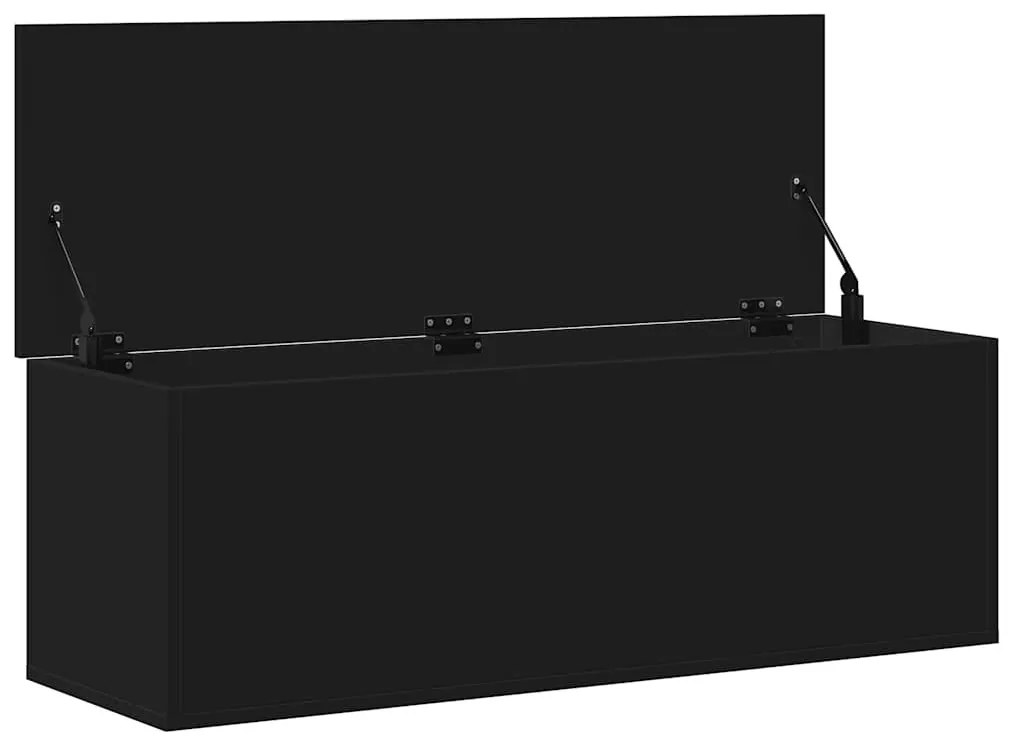 fekete szerelt fa tárolóláda 102 x 35 x 35 cm