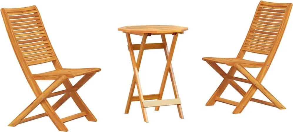 vidaXL Összecsukható Bistro Szett 3 pcs Barna Tömör Akácfa